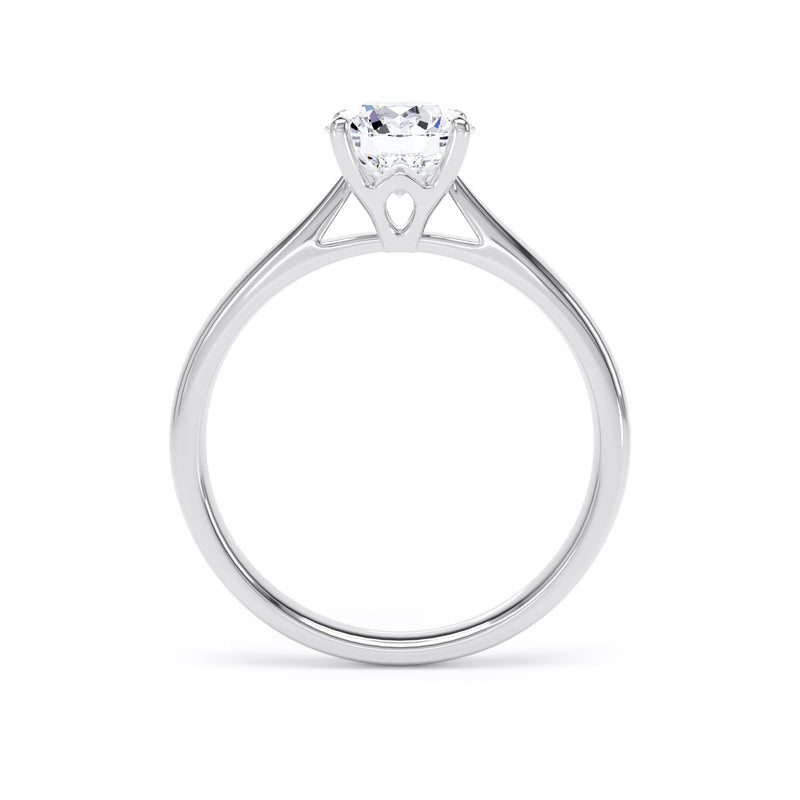 Round Diamond Platinum Ring, Lotus Head Solitaire | SMR RPP07
