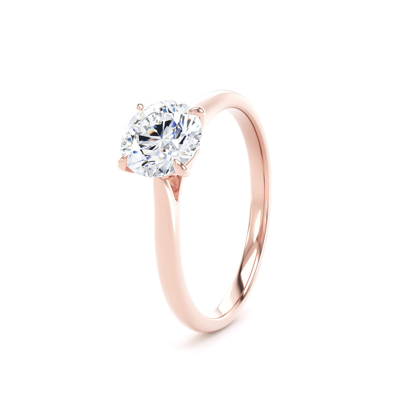 Round Diamond Rose Gold Ring, Talon 4 Claw Solitaire | SMR RPP08