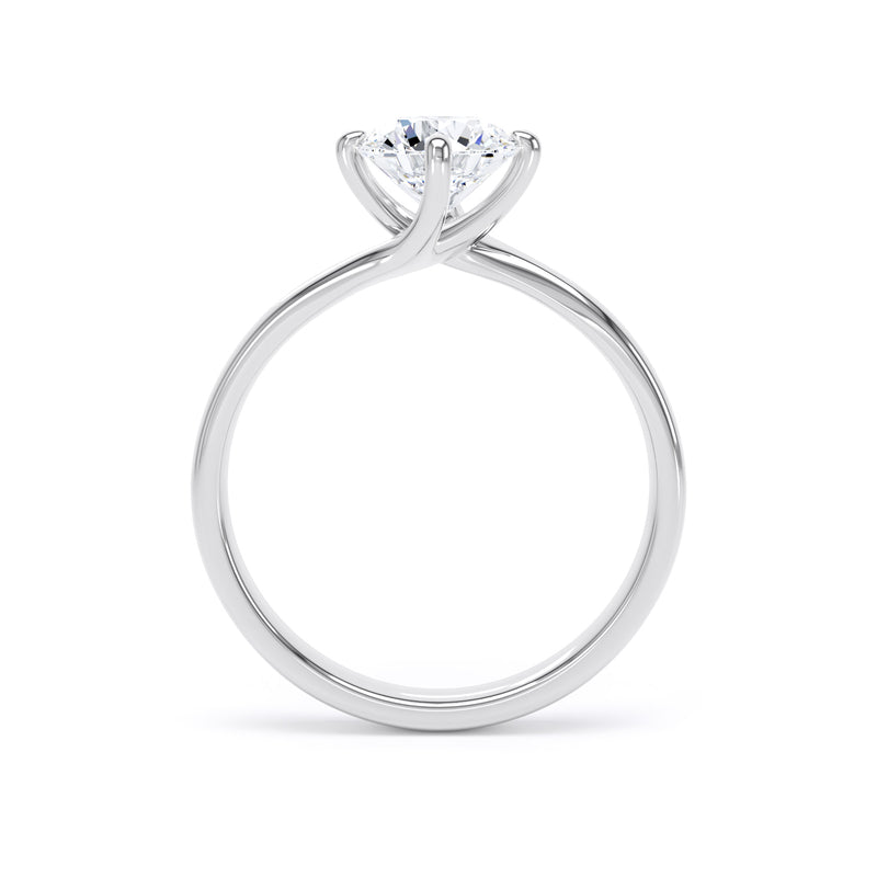Round Diamond Platinum Ring, Bypass Solitaire | SMR RPP09