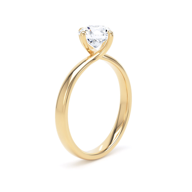 Round Diamond Yellow Gold Ring, Bypass Solitaire | LGR RPP09
