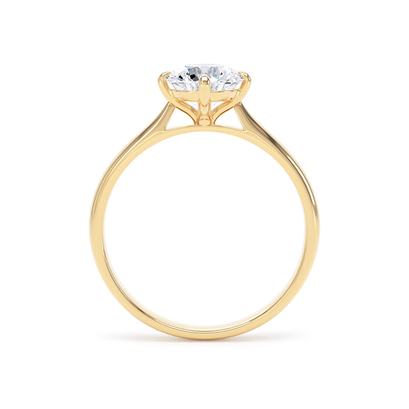 Round Diamond Yellow Gold Ring, Cathedral Compass Set Solitaire | LGR RPP10