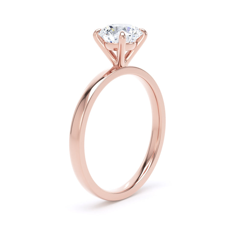 Round Diamond Rose Gold Ring, Floating Head Solitaire | LGR RPP12