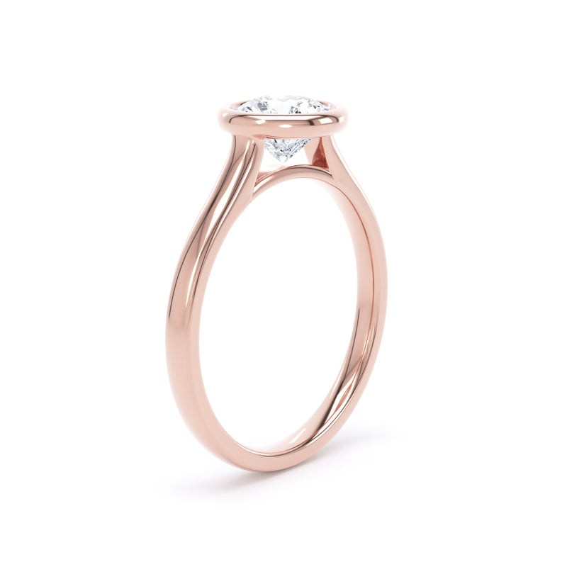 Round Diamond Rose Gold Ring, Bezel Set Solitaire | LGR RPP13