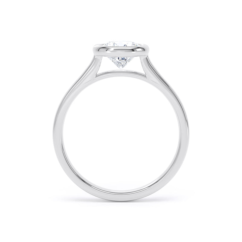 Round Diamond Platinum Ring, Bezel Set Solitaire | SMR RPP13