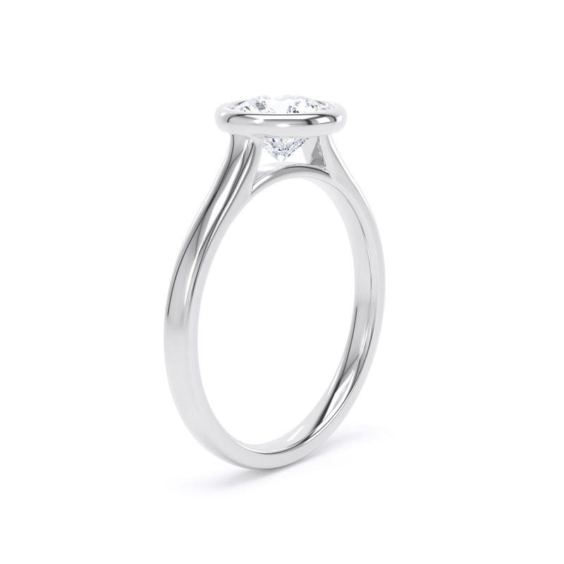 Round Diamond Platinum Ring, Bezel Set Solitaire | SMR RPP13