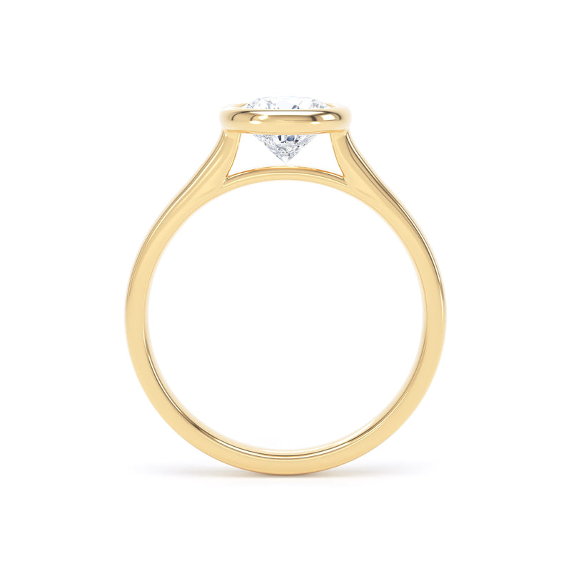 Round Diamond Yellow Gold Ring, Bezel Set Solitaire | LGR RPP13