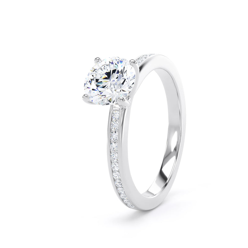 Round Diamond Platinum Ring, Shoulder Set Crossover Head | LGR RSC01