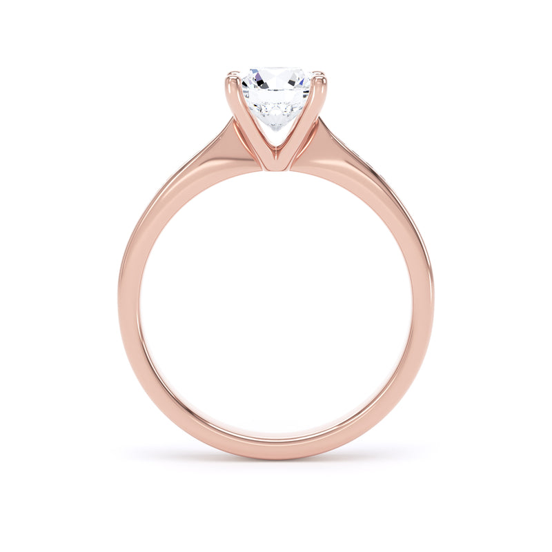 Round Shoulder Set Rose Gold Ring, Raised | RSC02 LGR