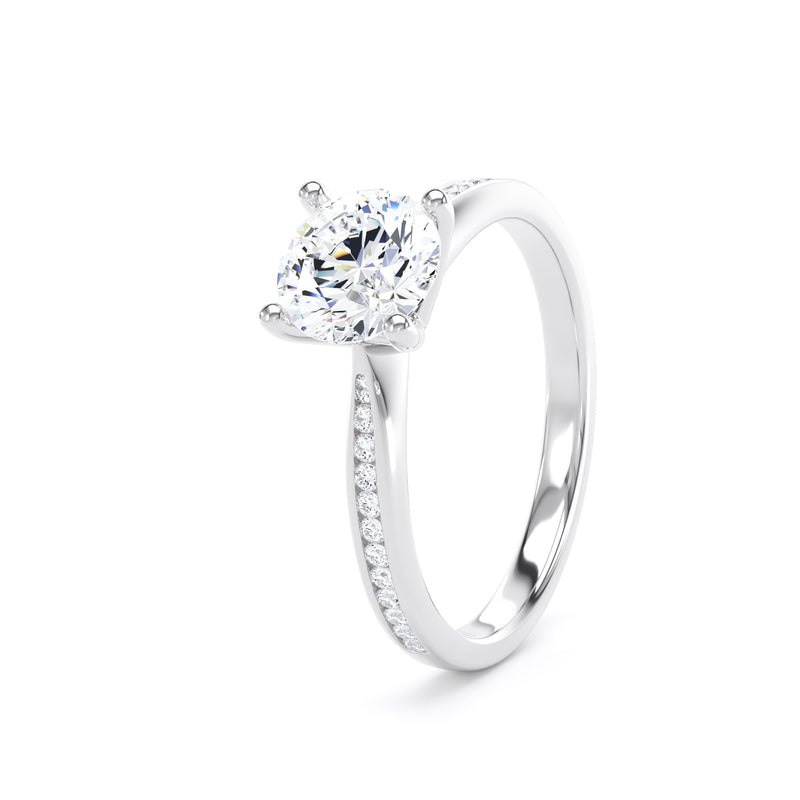 Round Shoulder Set Platinum Ring, Raised | RSC02 LGR