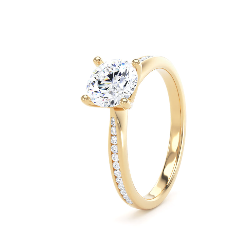 Round Shoulder Set Yellow Gold Ring, Raised | RSC02 SMR