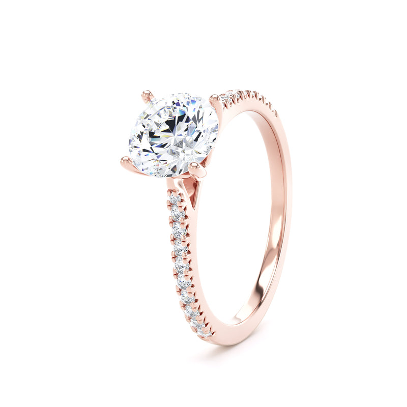 Round Shoulder Set Rose Gold Ring, Fishtail | RSF01 LGR