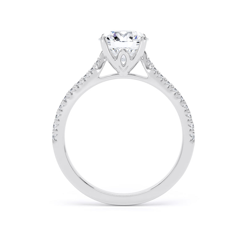 Round Diamond Engagement Ring, Shoulder Set Fishtail | RSF01