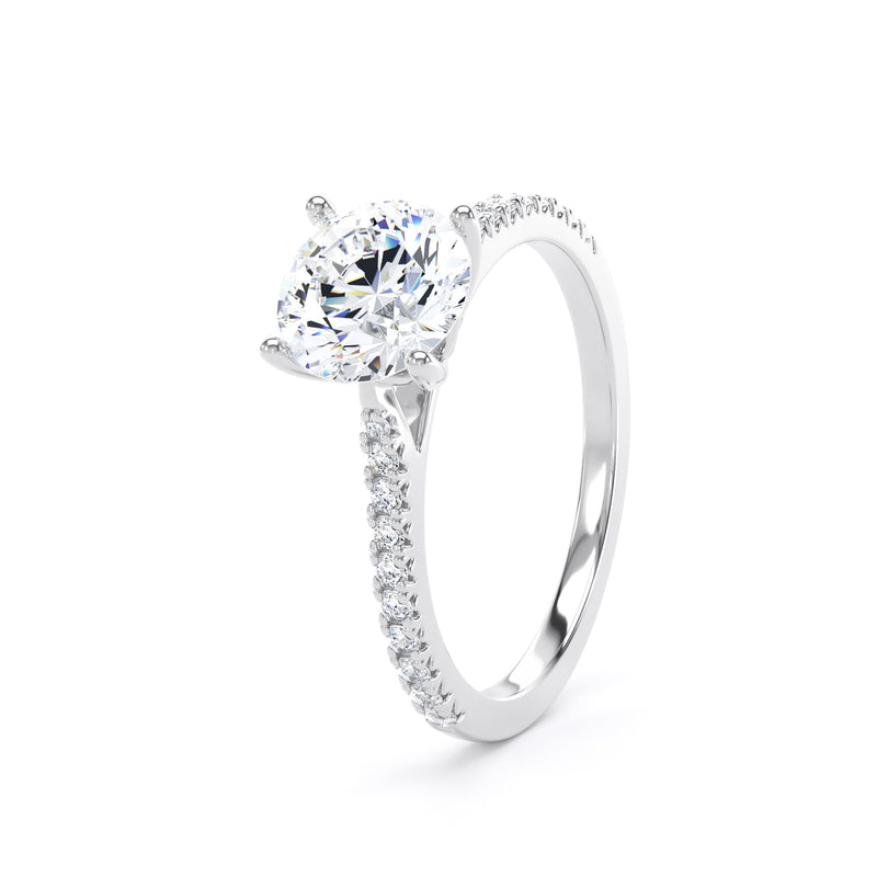 Round Shoulder Set Platinum Ring, Fishtail | RSF01 SMR