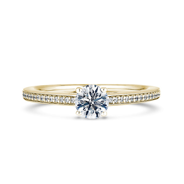 Round Shoulder Set Yellow Gold Ring | RSG01 LGR