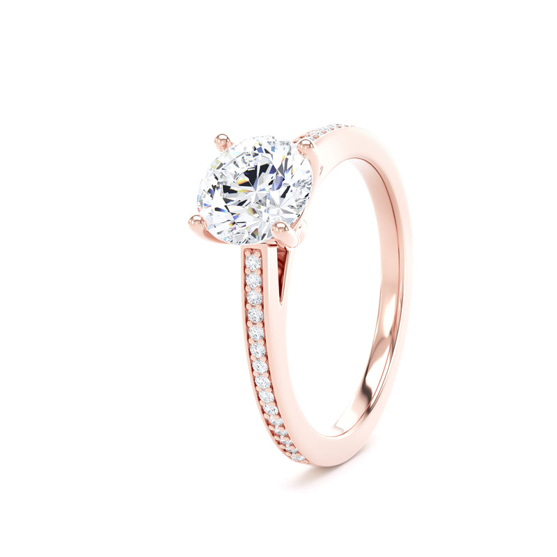Round Shoulder Set Rose Gold Ring | RSG01 SMR