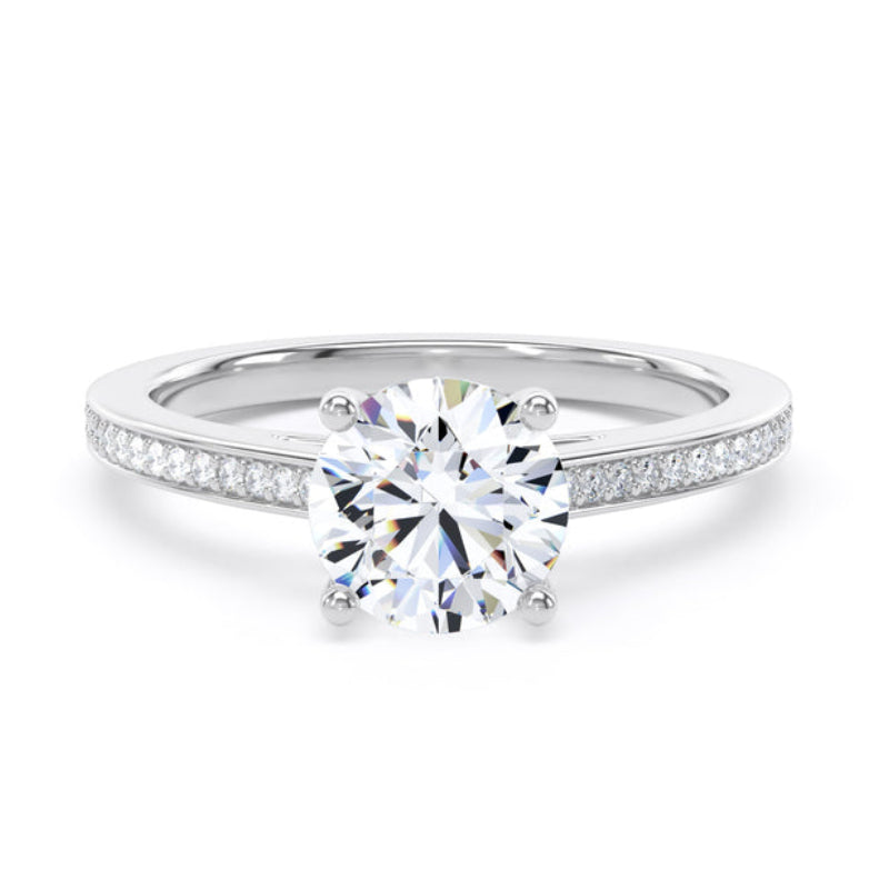 Round Shoulder Set Platinum Ring, Pinched | RSG02 LGR