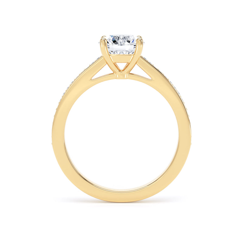 Round Shoulder Set Yellow Gold Ring | RSG01 LGR