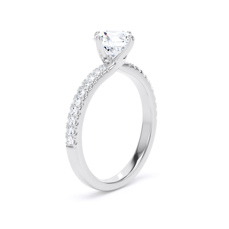Round Shoulder Set Platinum Ring, Shoulder Set Compass Claws | SMR RSP01