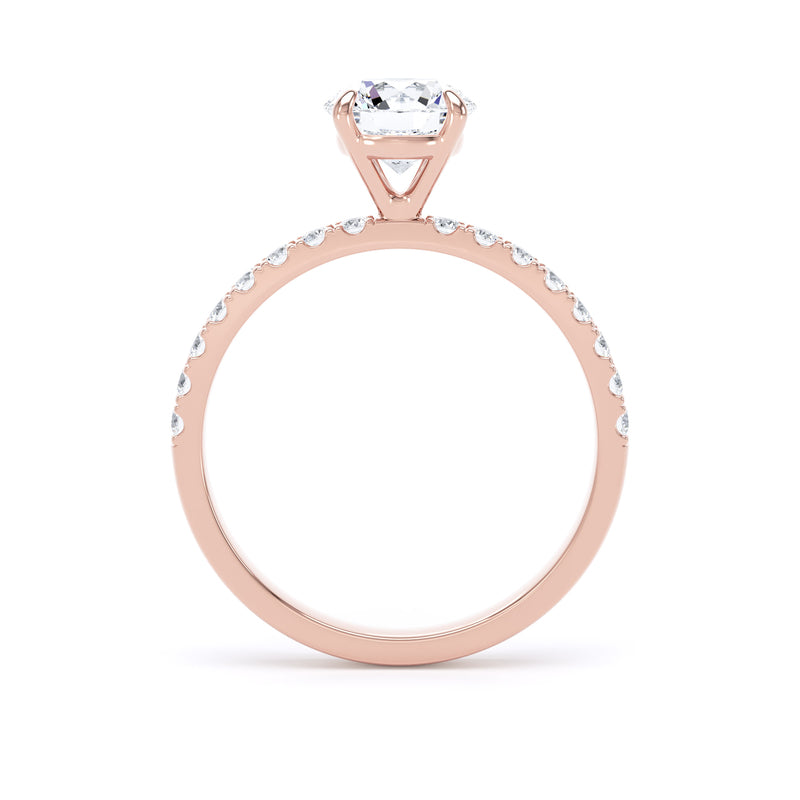 Round Diamond Rose Gold Ring, Floating Head Shoulder Set | LGR RSP03