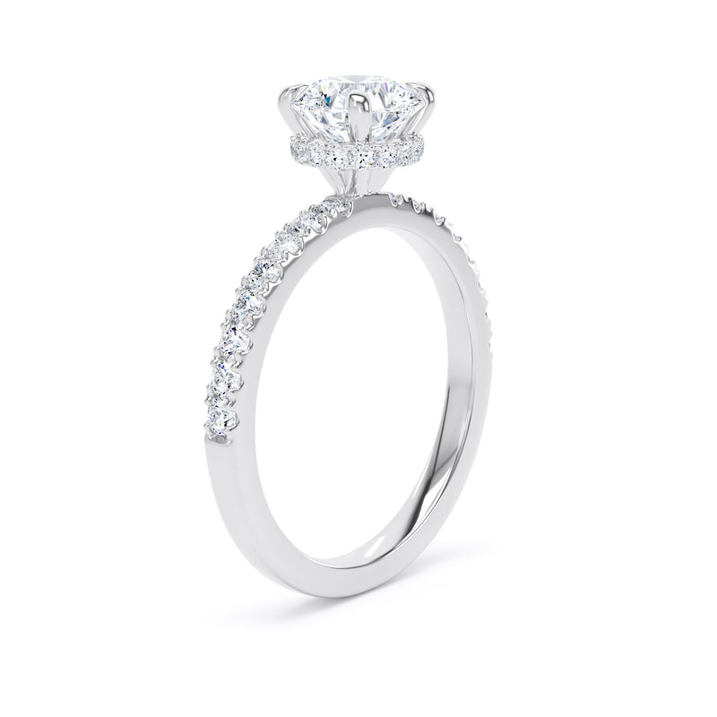 Round Diamond Platinum Ring, Diamond Band Hidden Halo | LGR RSS01
