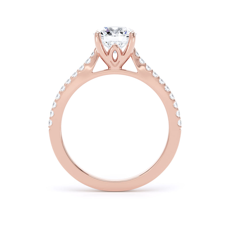 Round Shoulder Set Rose Gold Ring, Scallop | RSW01 SMR