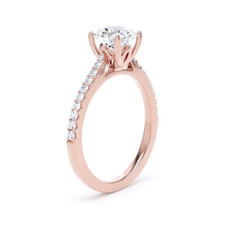 Round Shoulder Set Rose Gold Ring, Scallop | RSW01 LGR