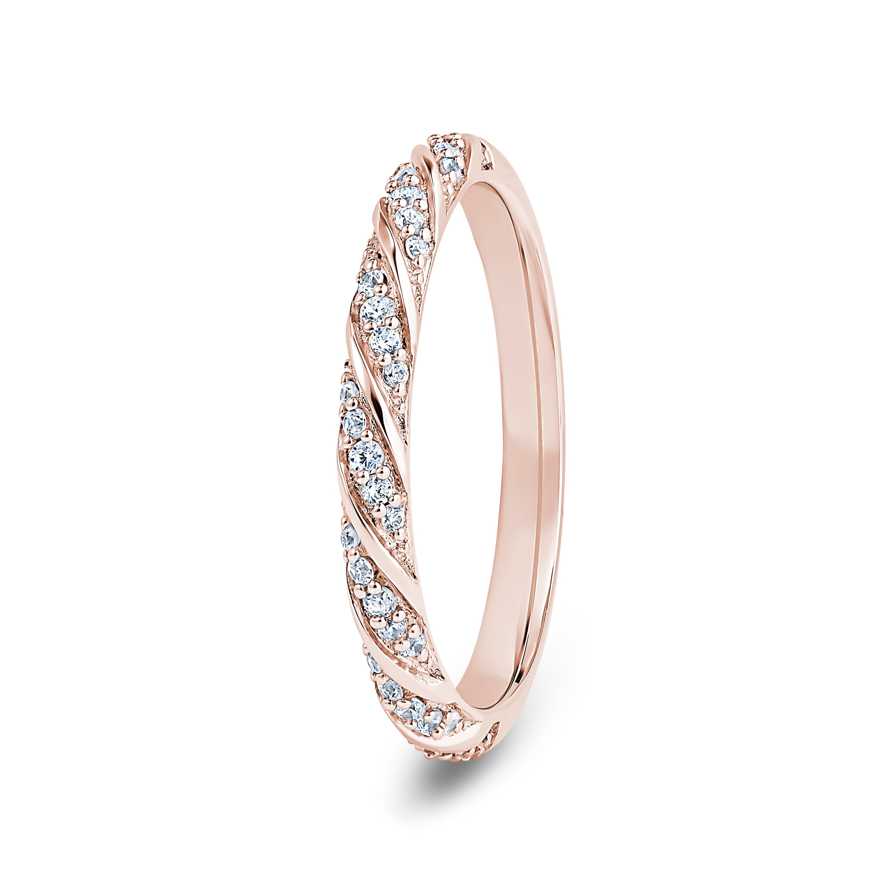 Round, Twist, Rose Gold Half Set Eternity Ring