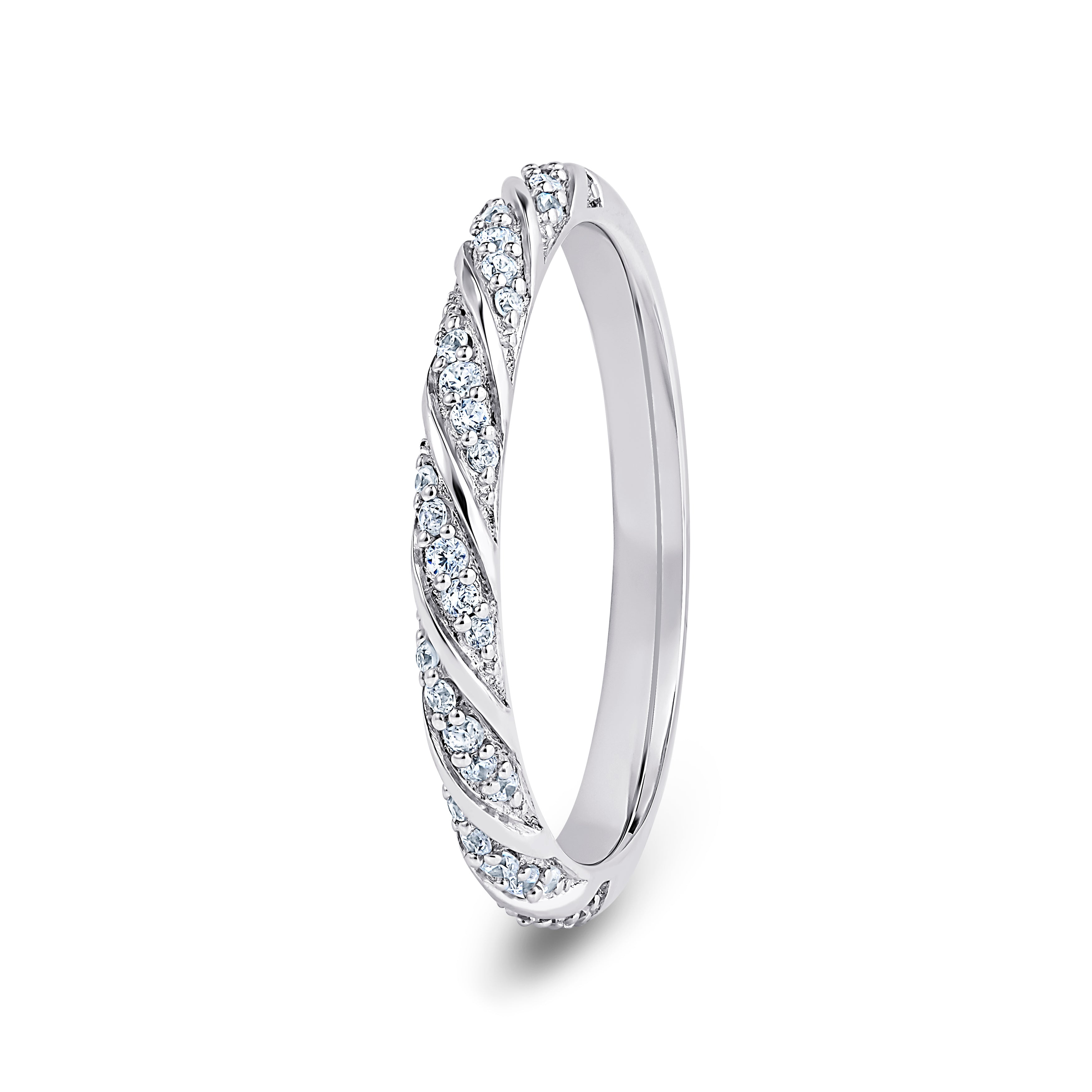Round, Twist, White Gold Half Set Eternity Ring