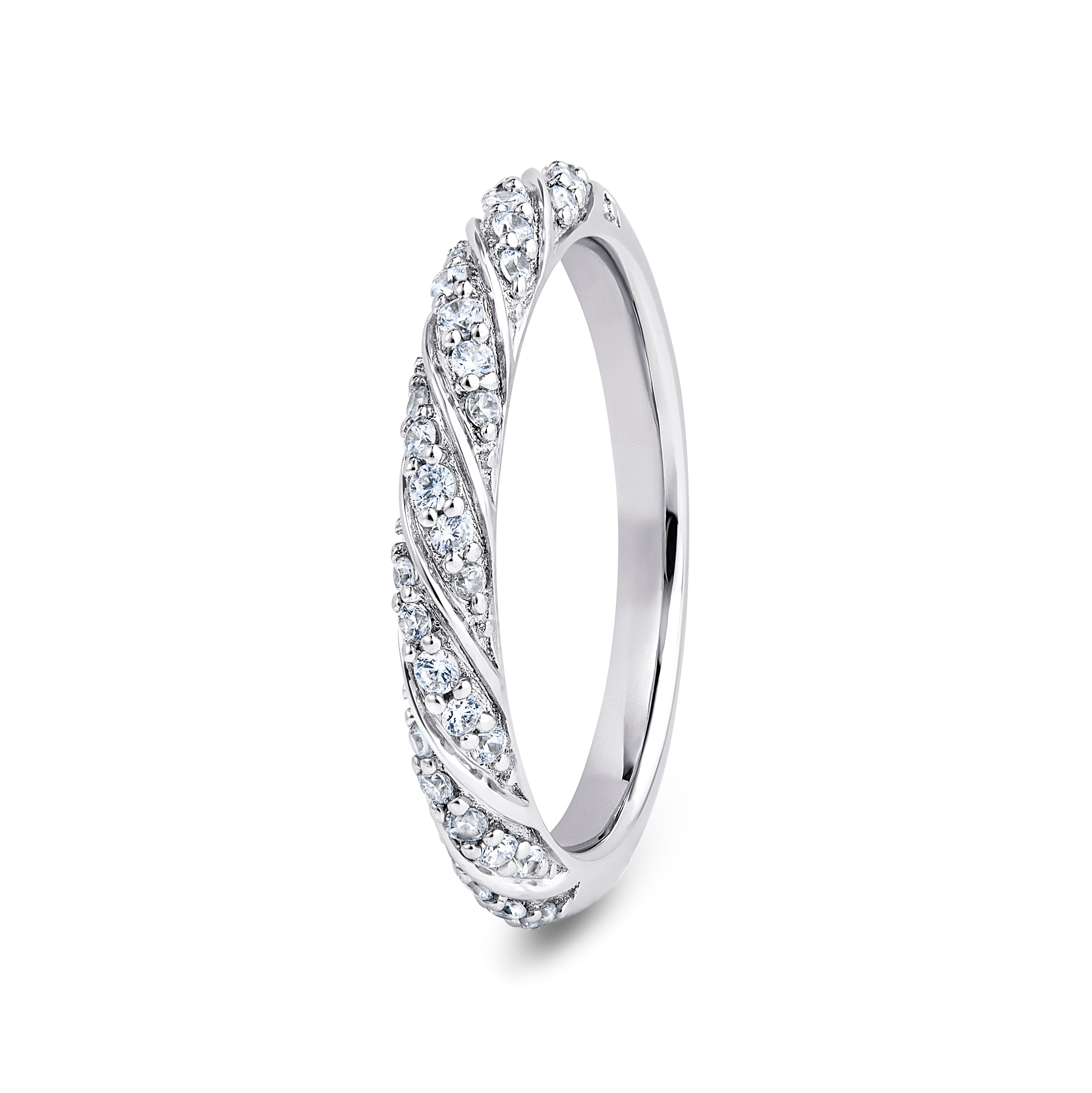 Round, Twist, White Gold Half Set Eternity Ring