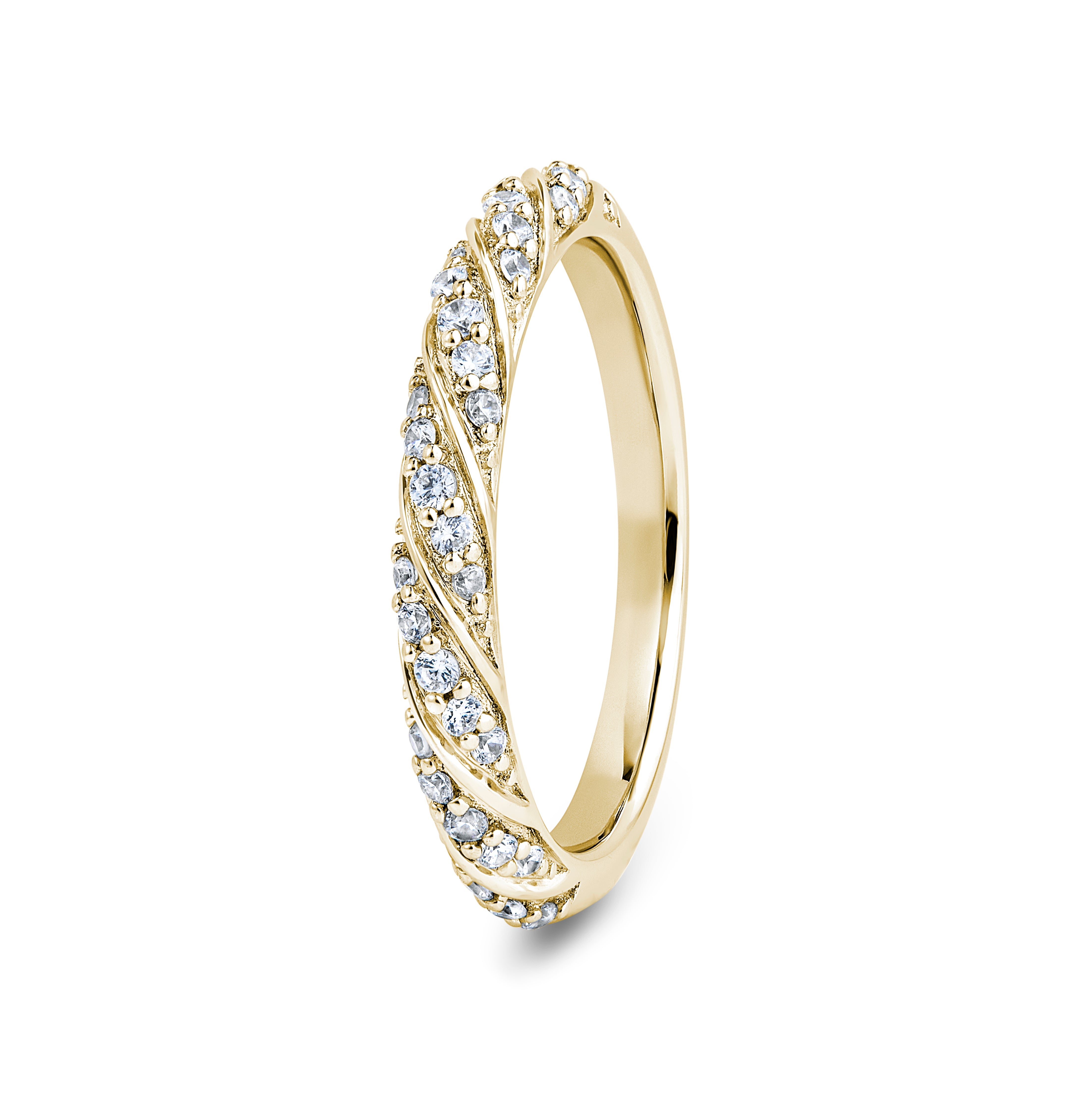 Round, Twist, Yellow Gold Half Set Eternity Ring