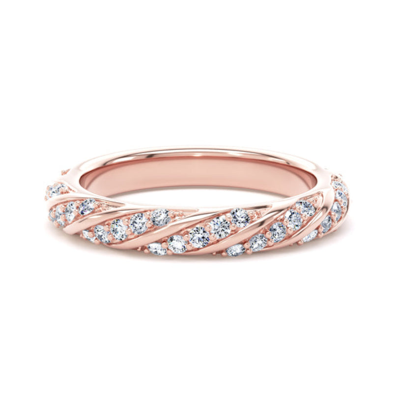 Round Diamond Ring, Twisted Band Half Eternity | ET1214