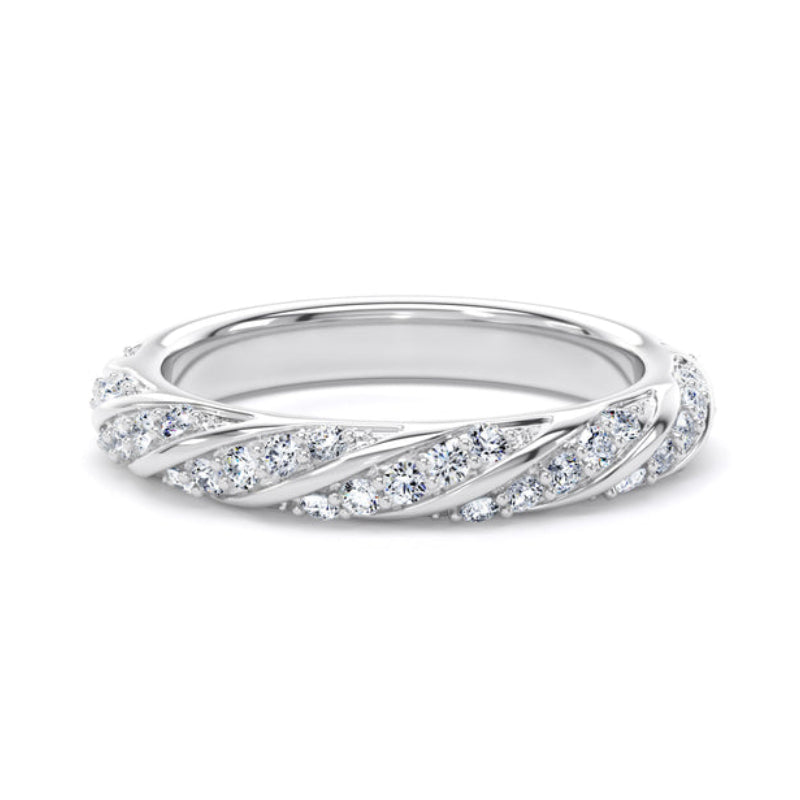 Round Diamond Ring, Twisted Band Half Eternity | ET1214