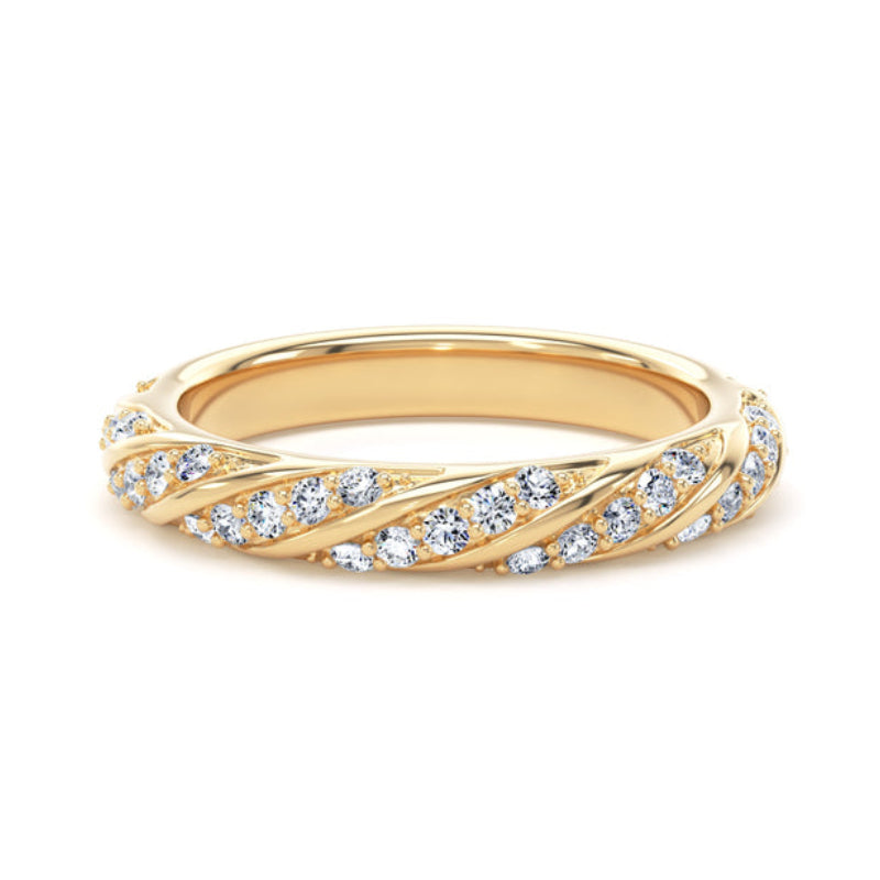 Round Diamond Ring, Twisted Band Half Eternity | ET1214