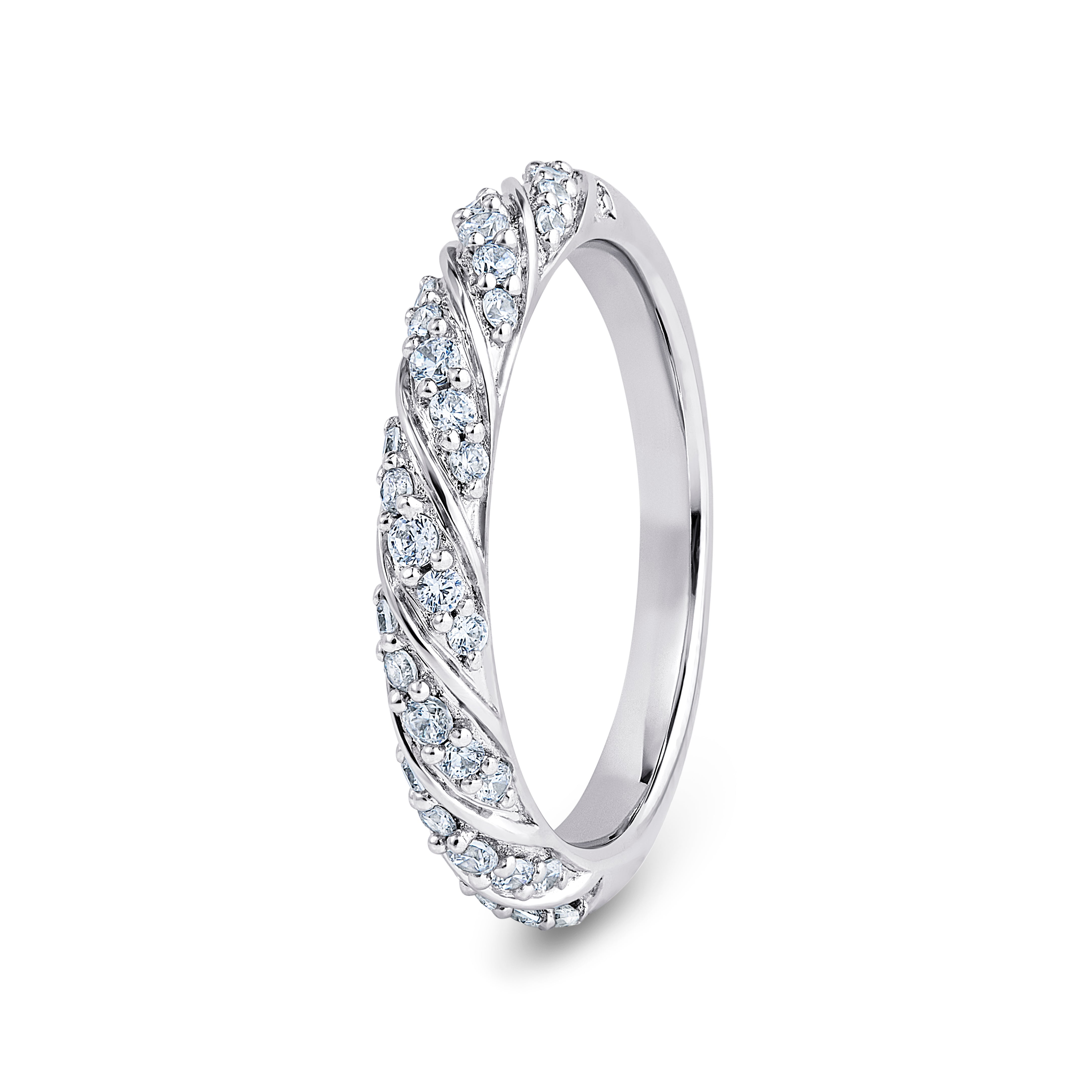 Round, Twist, White Gold Half Set Eternity Ring