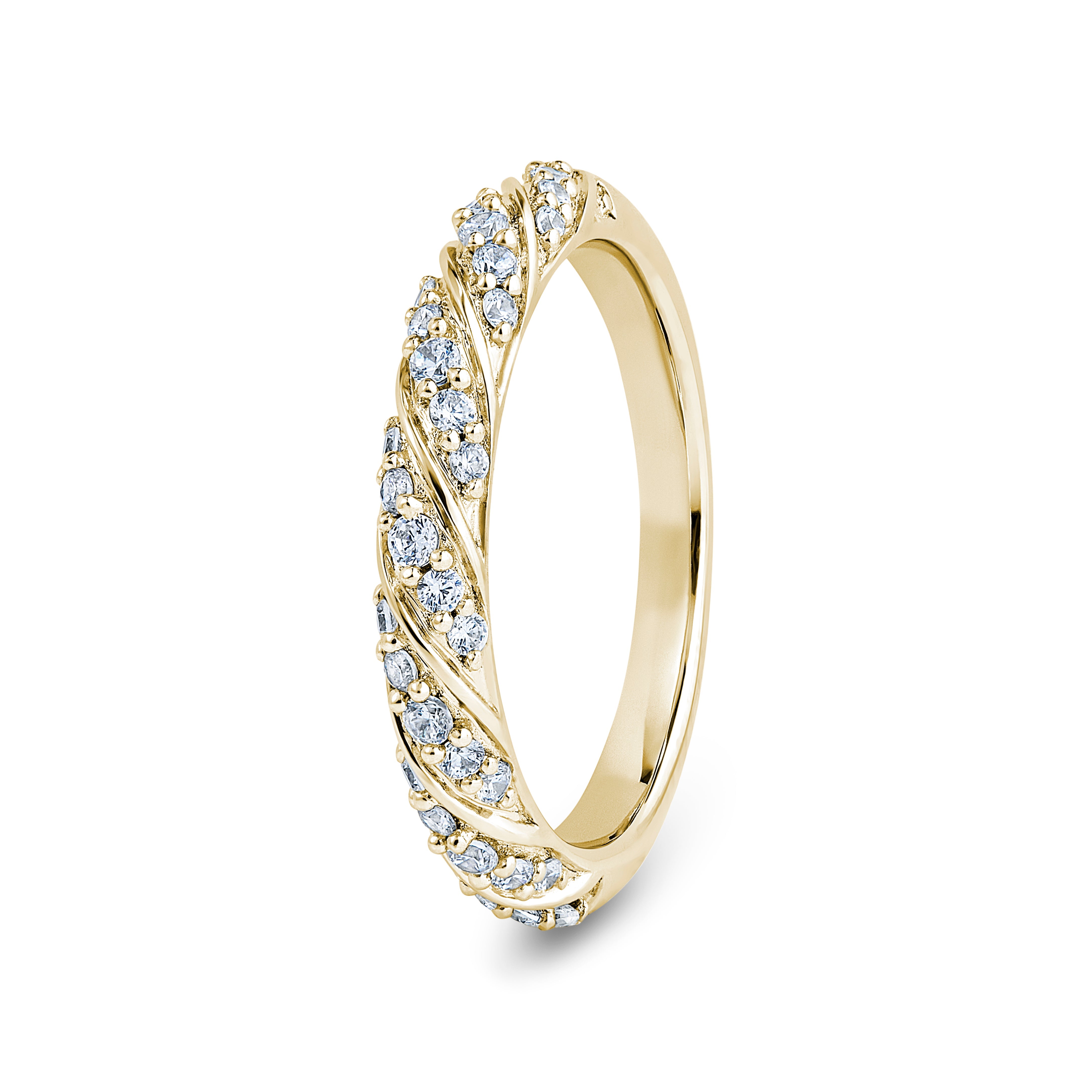 Round, Twist, Yellow Gold Half Set Eternity Ring