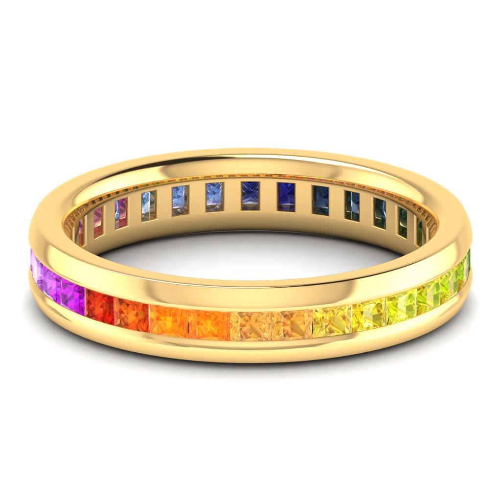 Rainbow Gemstone Ring, Channel Eternity Ring | ET1206