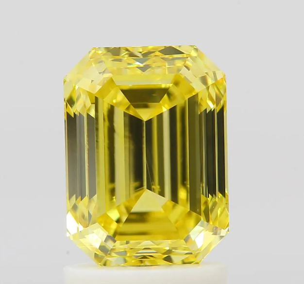 1.50ct Emerald Cut Natural Diamond | Fancy Vivid Yellow / VS1