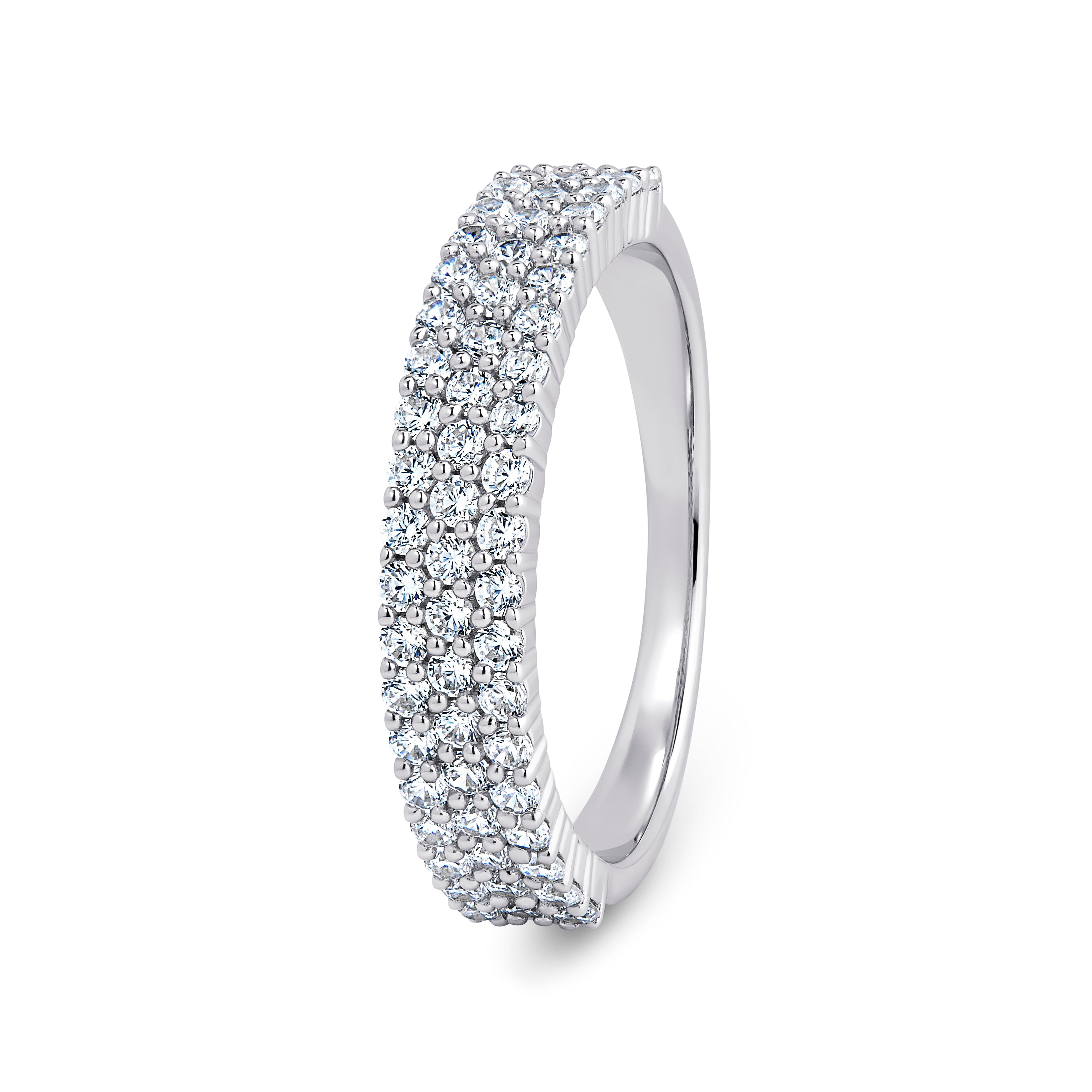 Round, Pavé, White Gold Half Set Eternity Ring