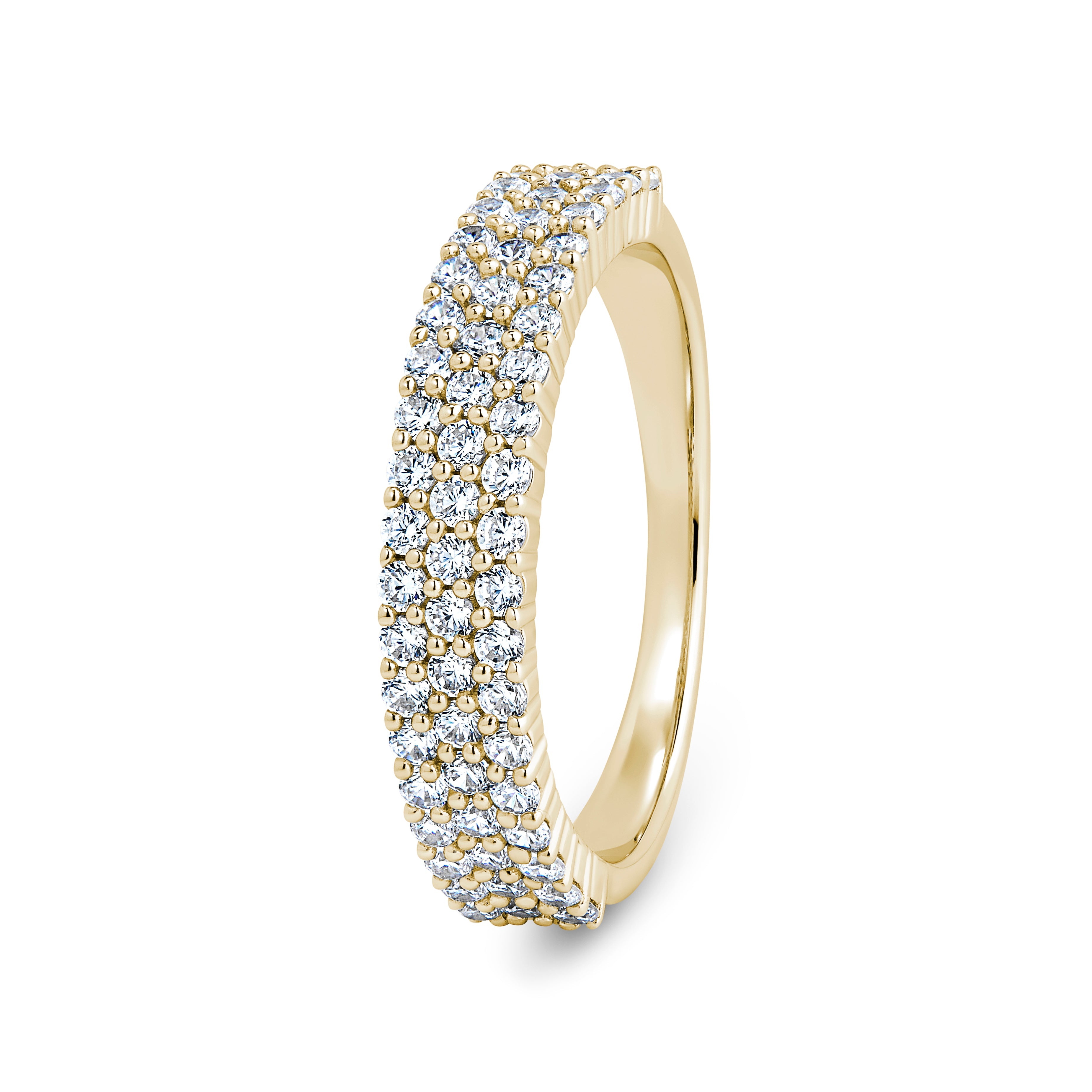 Round, Pavé, Yellow Gold Half Set Eternity Ring