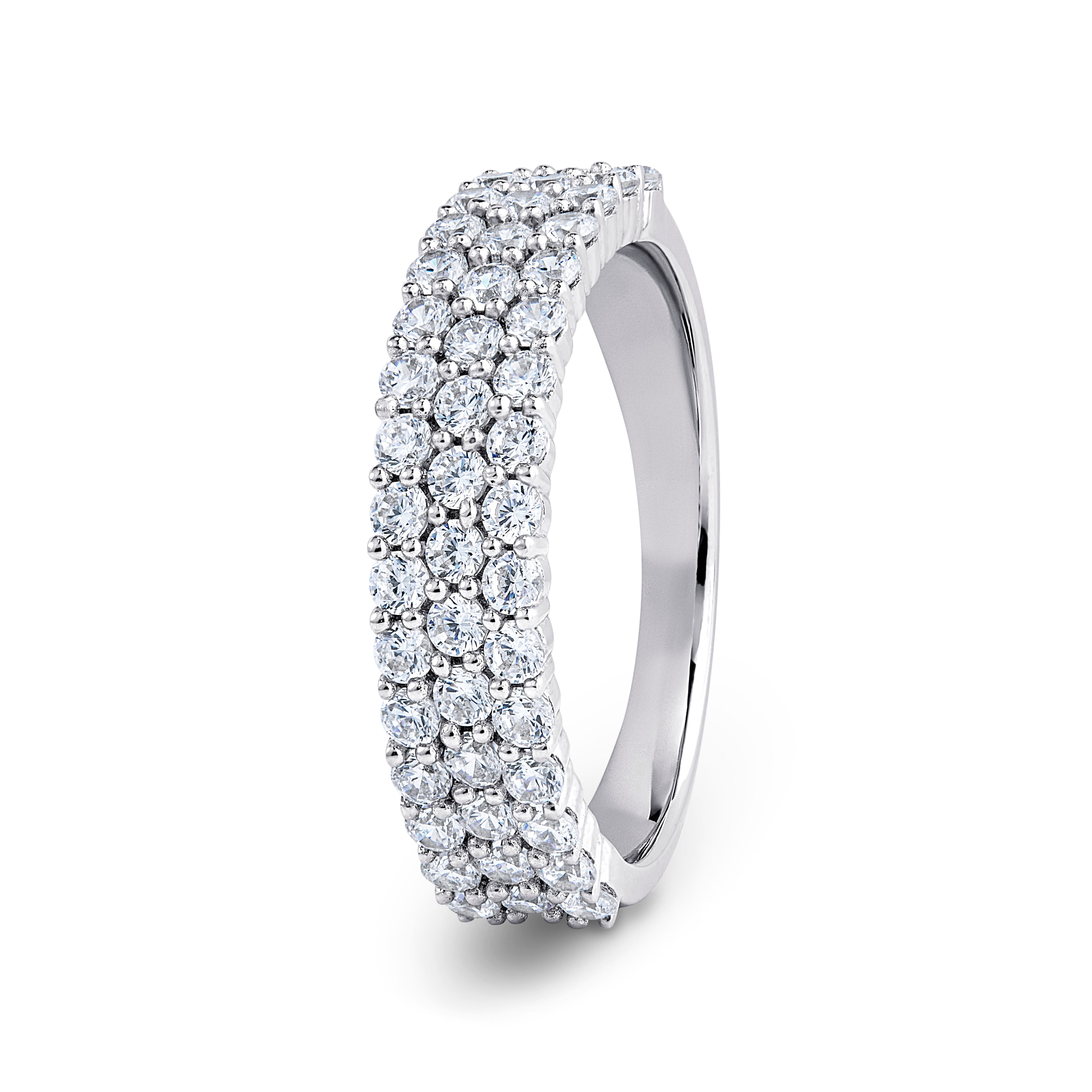Round, Pavé, White Gold Half Set Eternity Ring