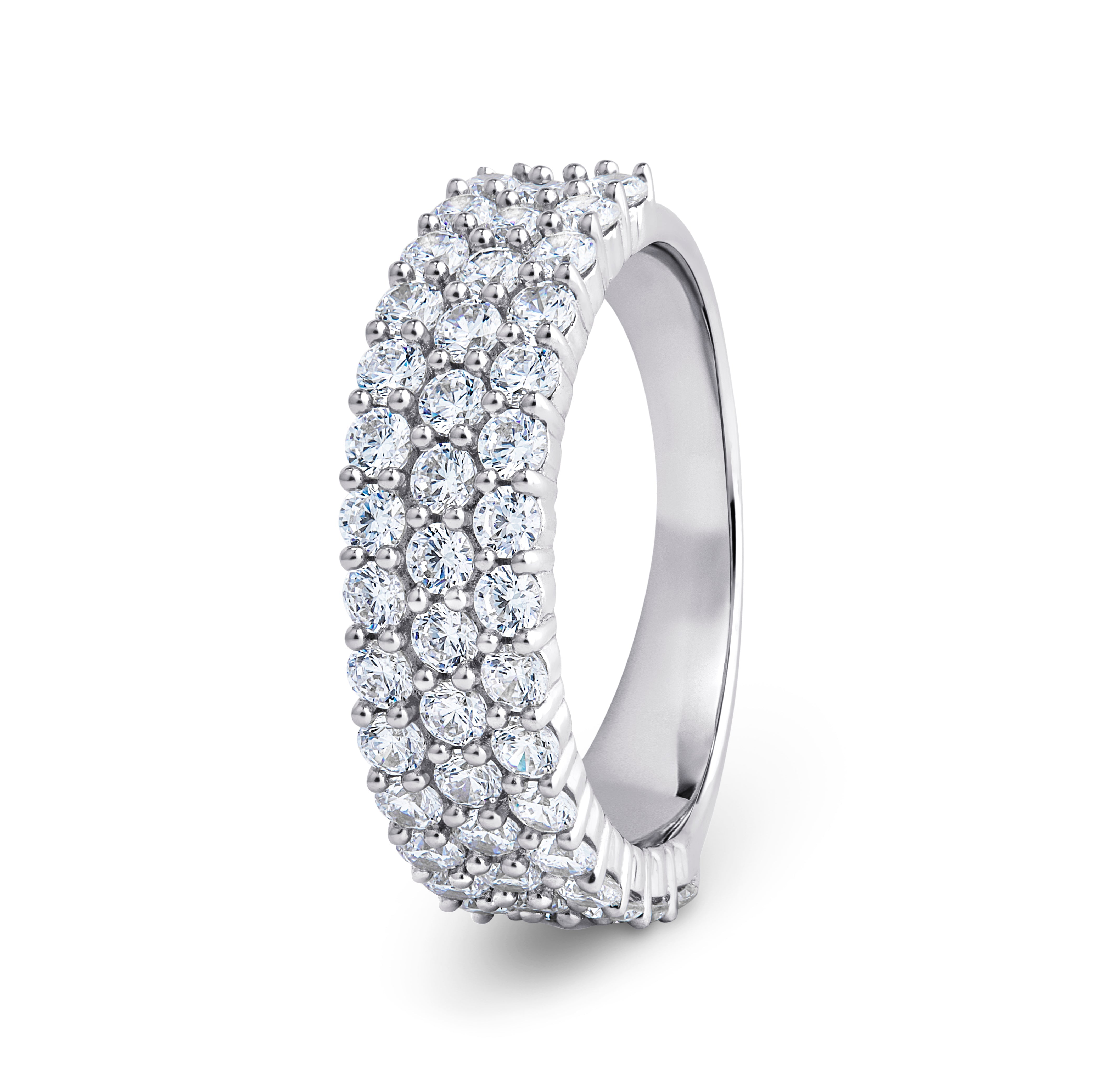 Round, Pavé, White Gold Half Set Eternity Ring