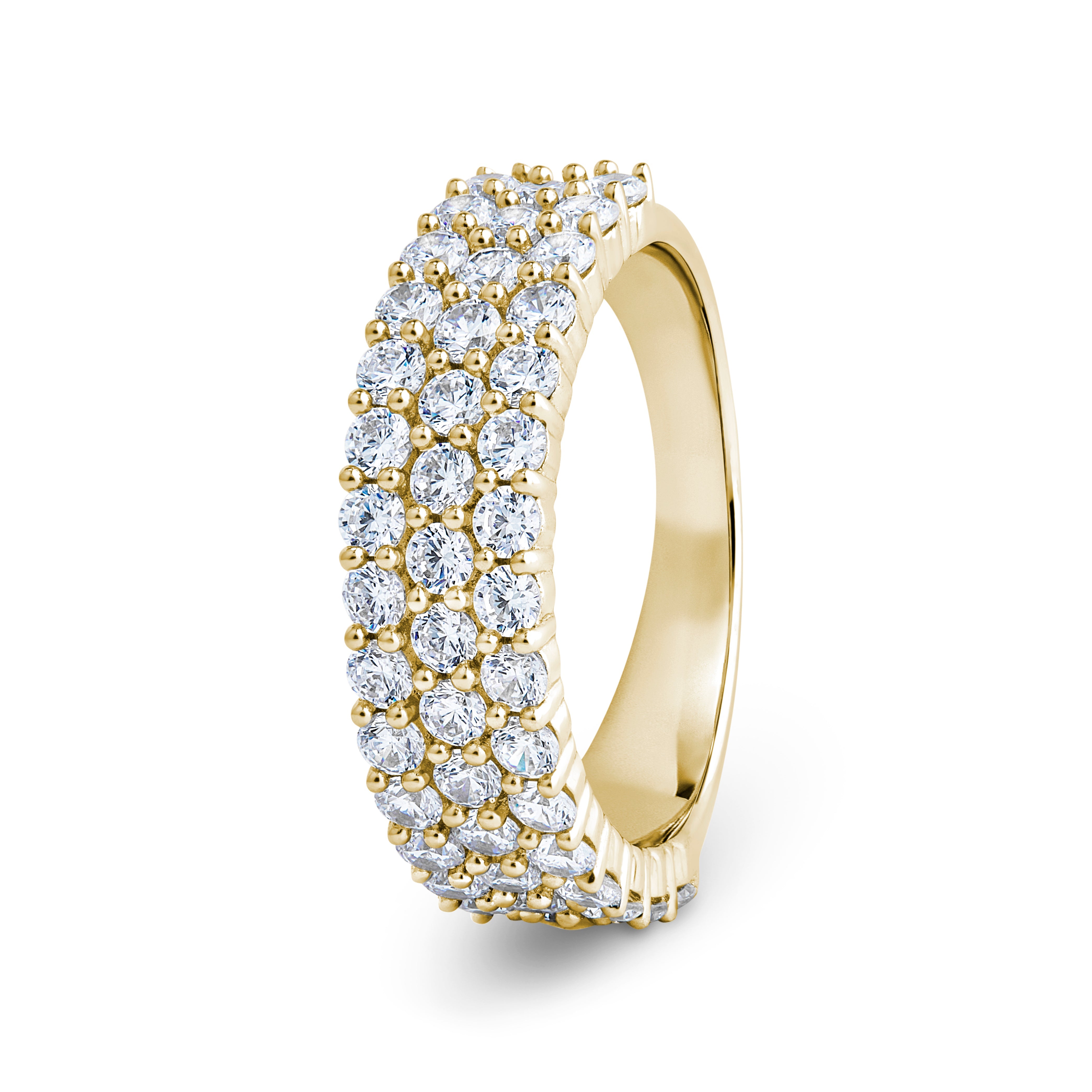 Round, Pavé, Yellow Gold Half Set Eternity Ring