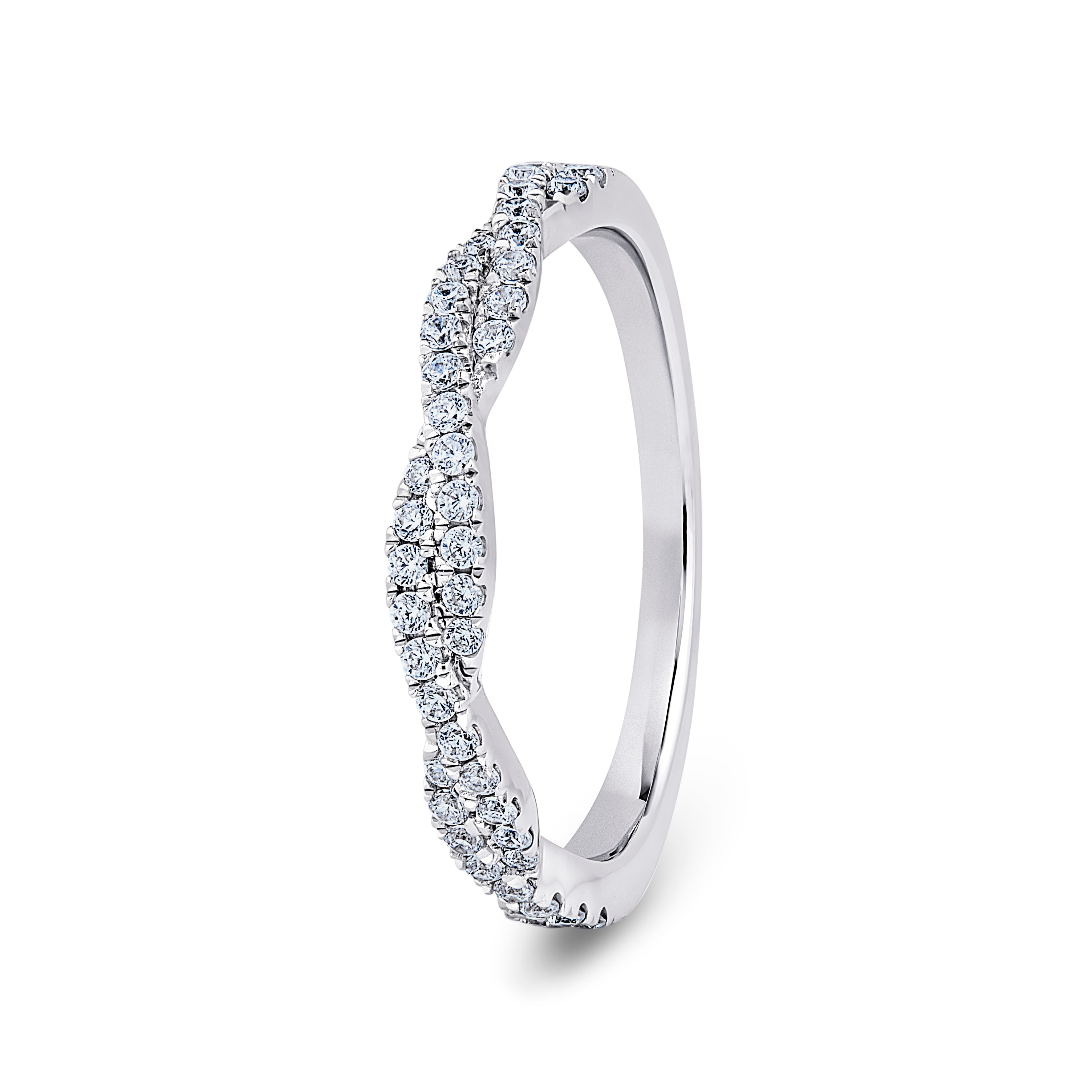 Round, Fishtail Twist, White Gold Half Set Eternity Ring