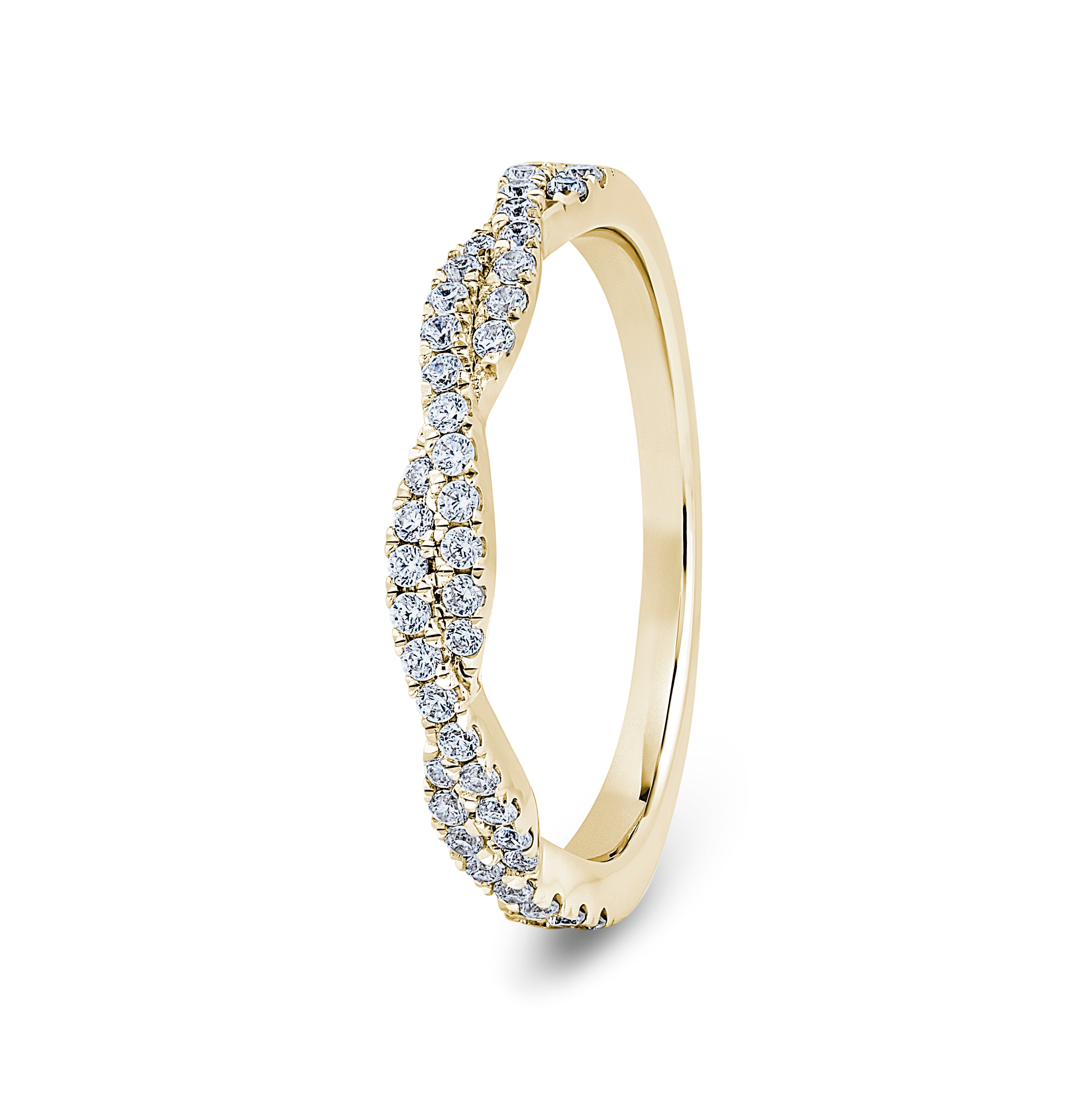 Round, Fishtail Twist, Yellow Gold Half Set Eternity Ring
