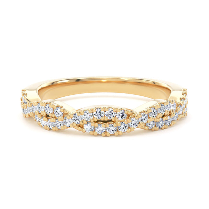 Round Diamond Ring, Fishtail Twisted Band Half Eternity | ET1212
