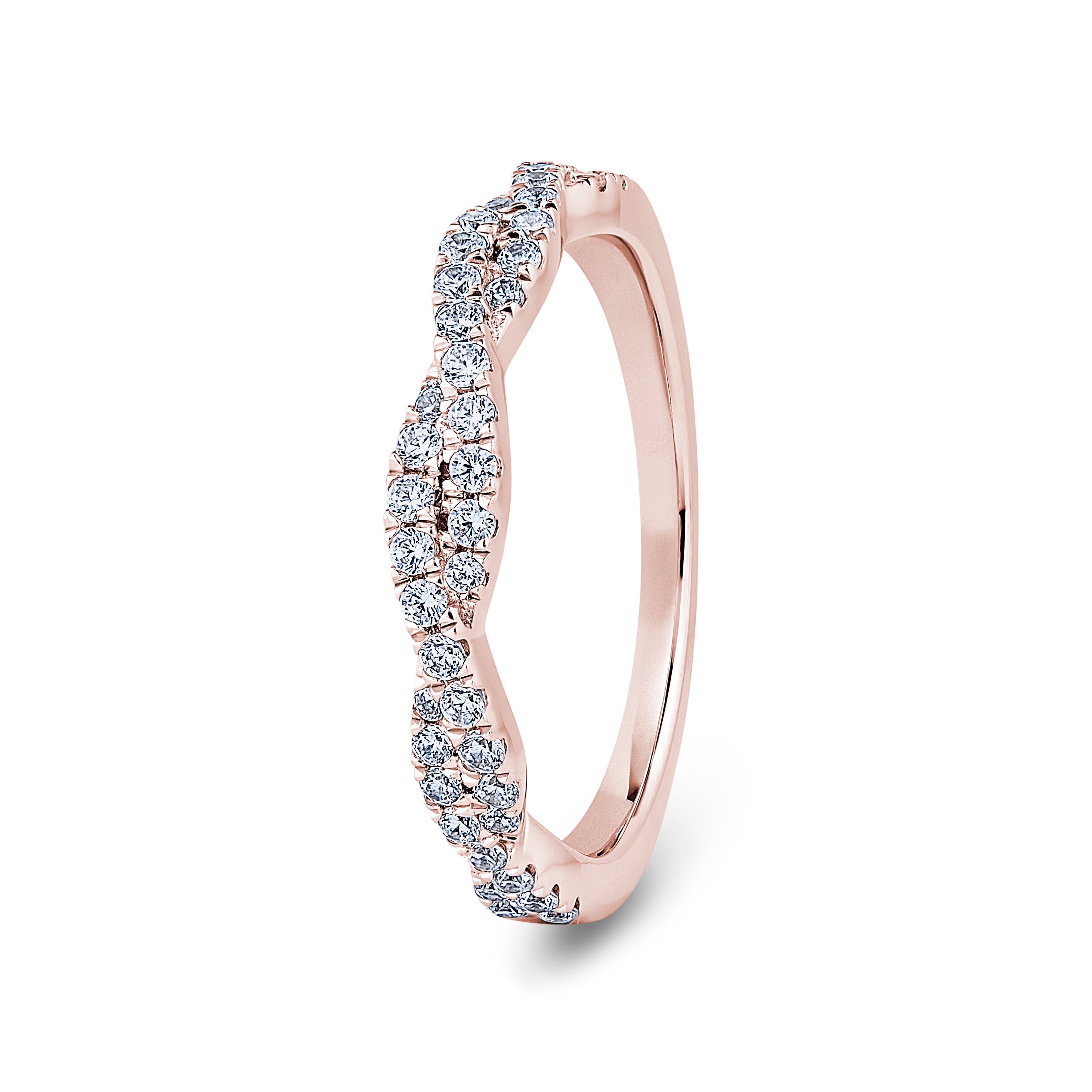 Round, Fishtail Twist, Rose Gold Half Set Eternity Ring