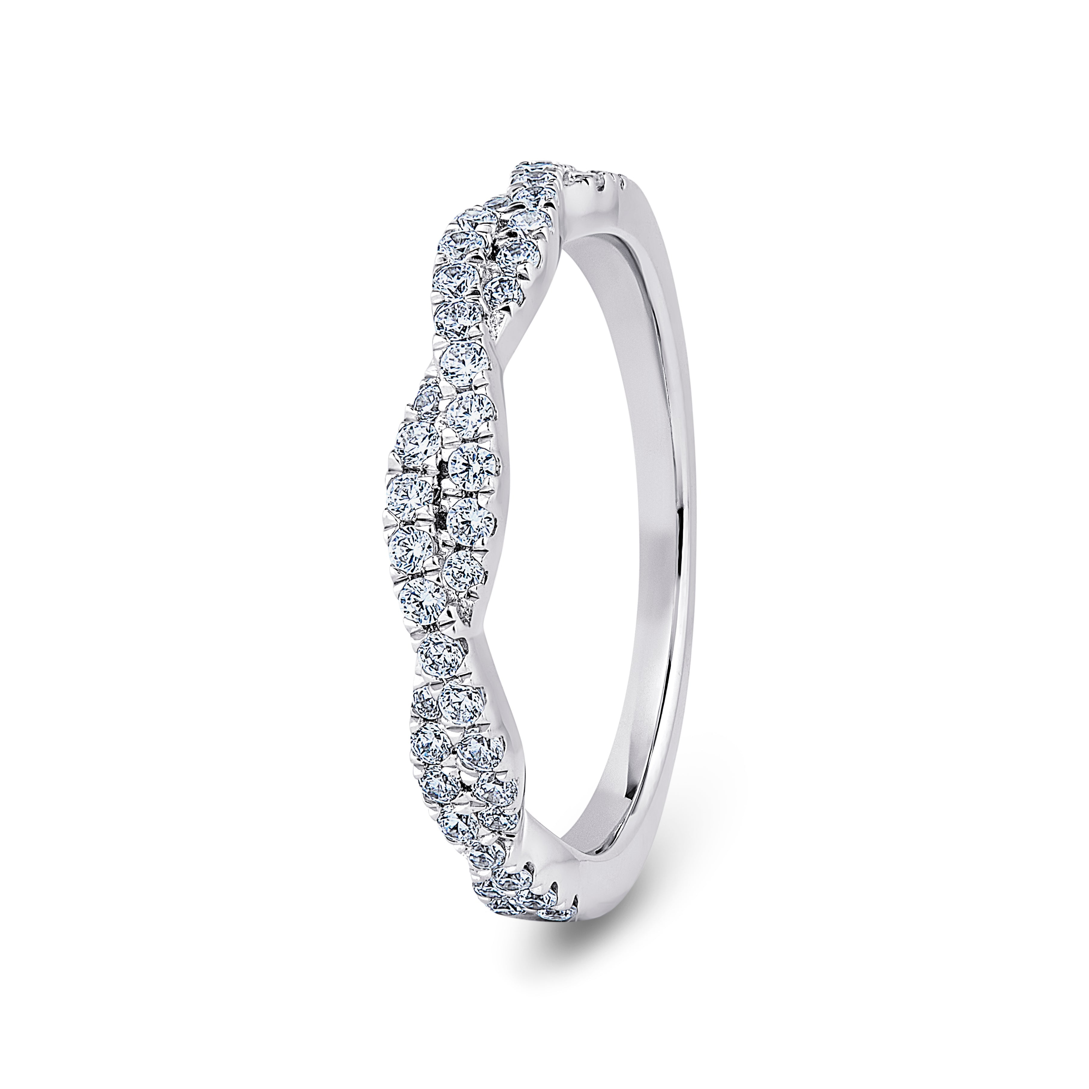 Round, Fishtail Twist, White Gold Half Set Eternity Ring