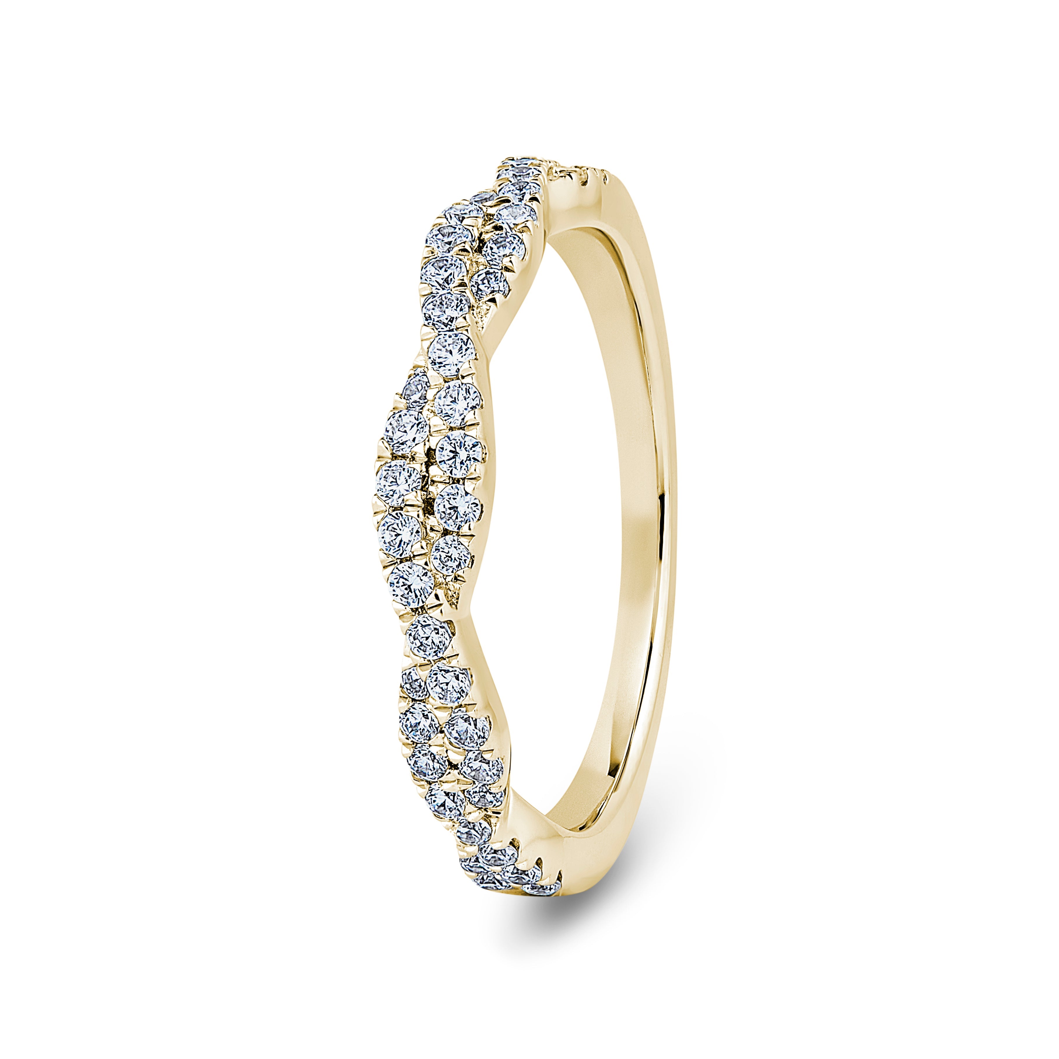 Round, Fishtail Twist, Yellow Gold Half Set Eternity Ring