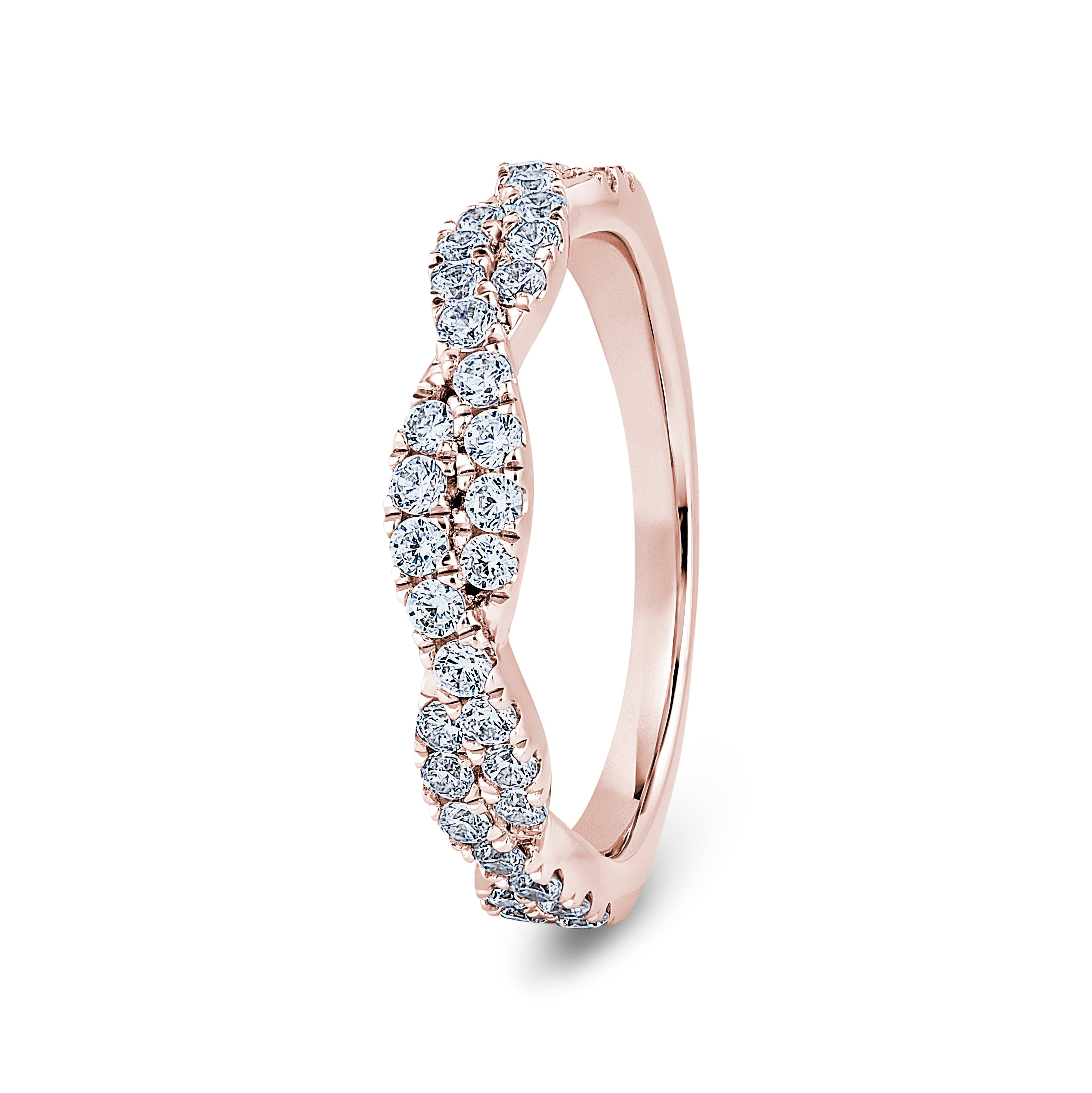 Round, Fishtail Twist, Rose Gold Half Set Eternity Ring