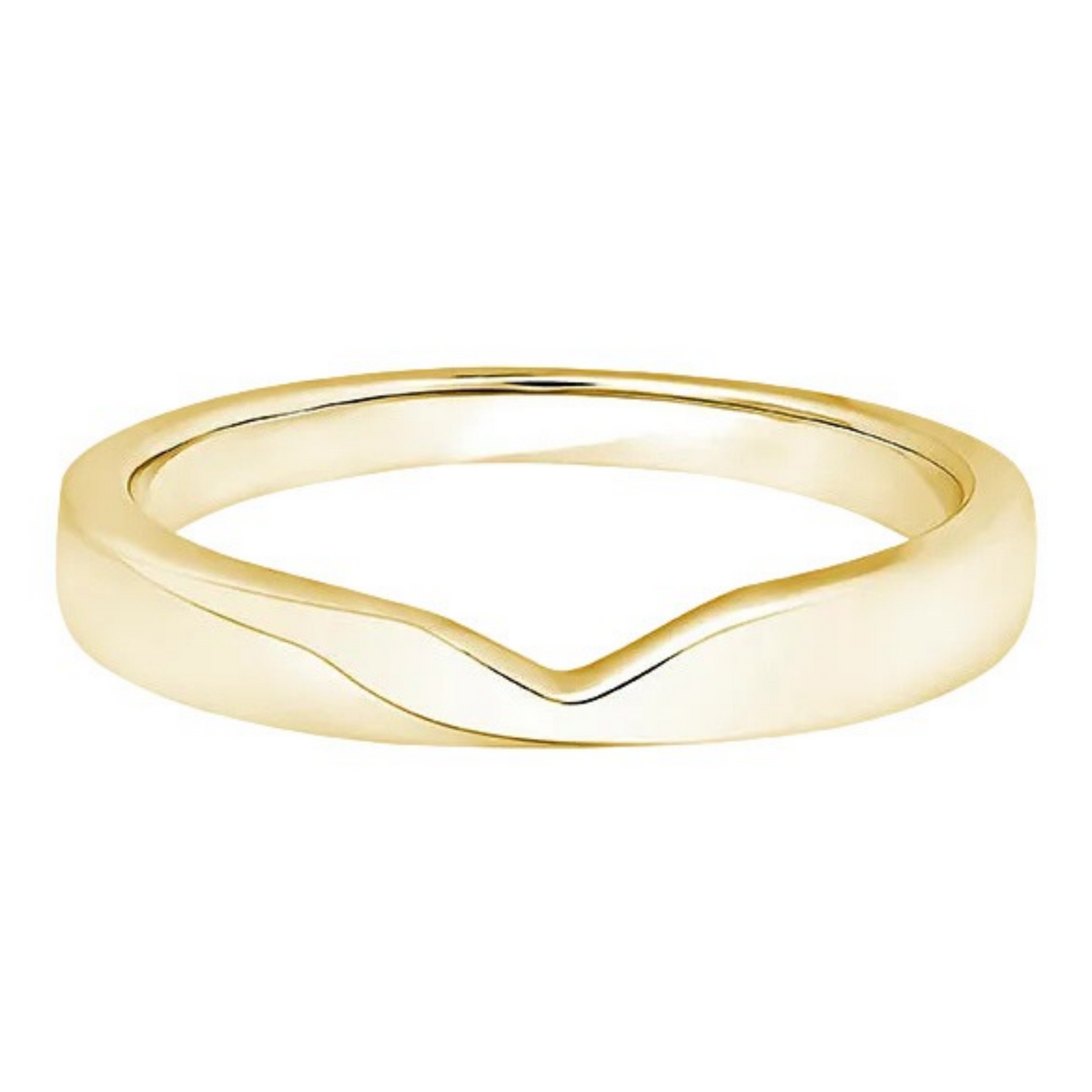 Shaped Yellow Gold Ring, Cutout Plain Band | SB1008